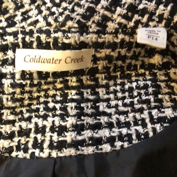 Coldwater Creek Tweed Boucle Black and White Short Sleeve Blazer Size 14 - Picture 8 of 8